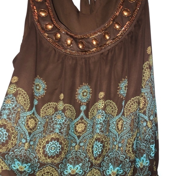 Apt. 9 size large teal and brown top. - Picture 6 of 12